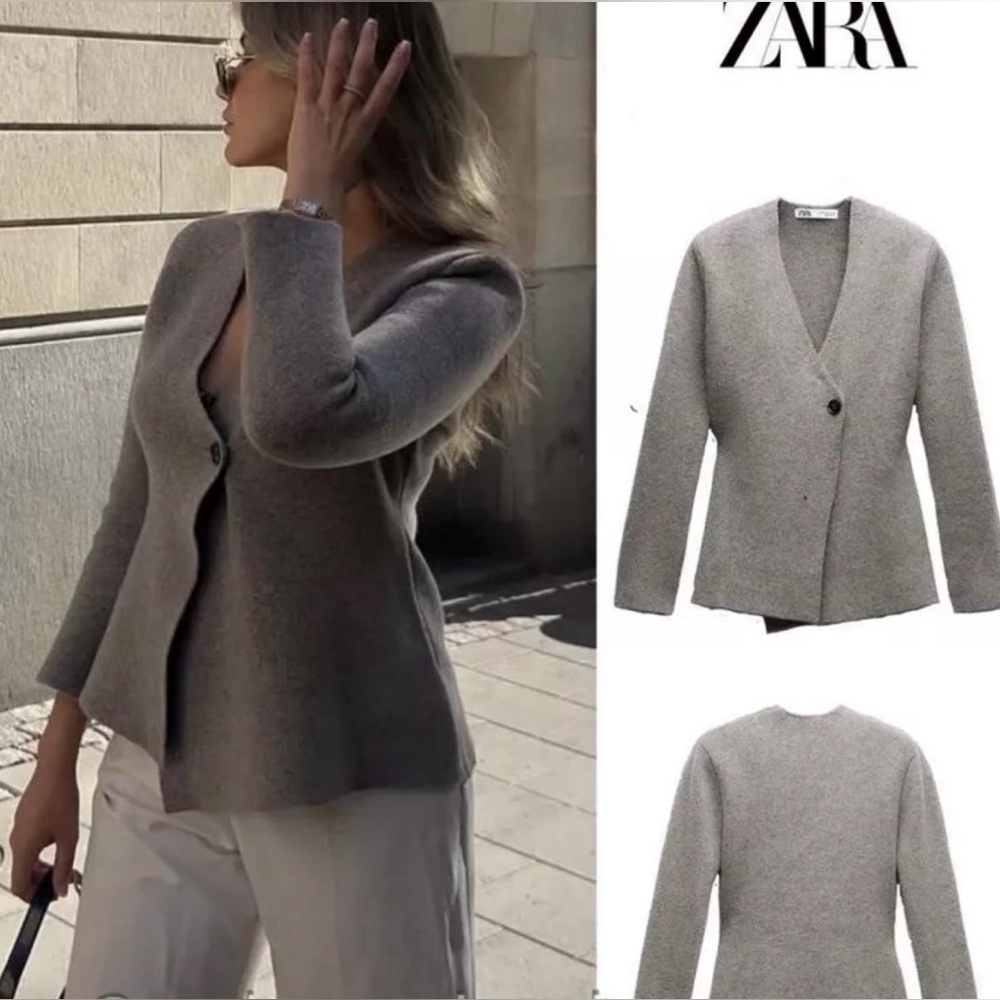ZARA NWT WOOL BLEND PEPLUM KNIT BLAZER